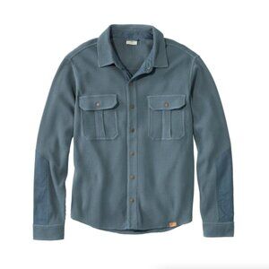 Men's Blue LL Bean Waffle Overshirt Traditional Untucked Fit Large Tall